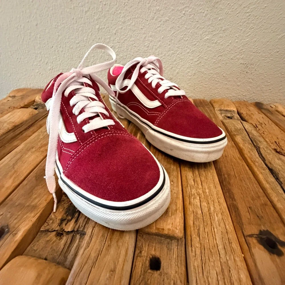 Vans Old Skool Burgundy Maroon Suede Canvas Skate Shoes Mens 5.5 Womens 7